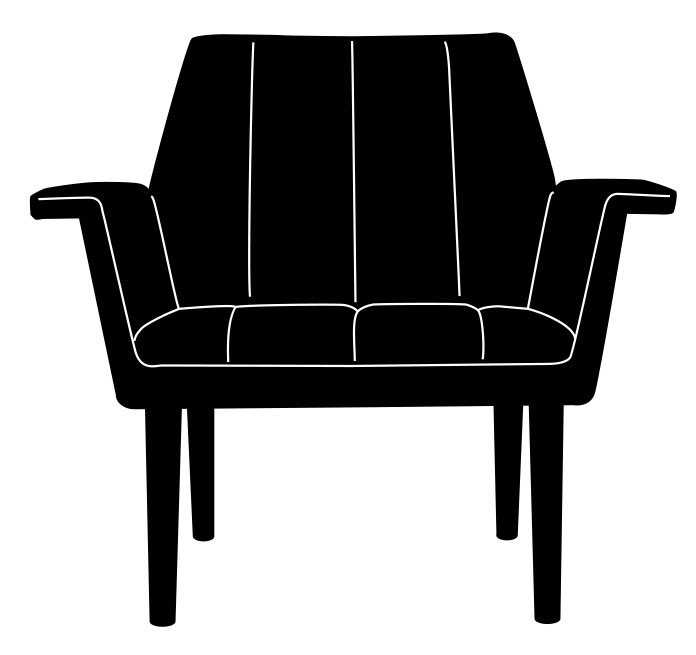 Ein Sessel Schemenhaft in Schwarz Weiß